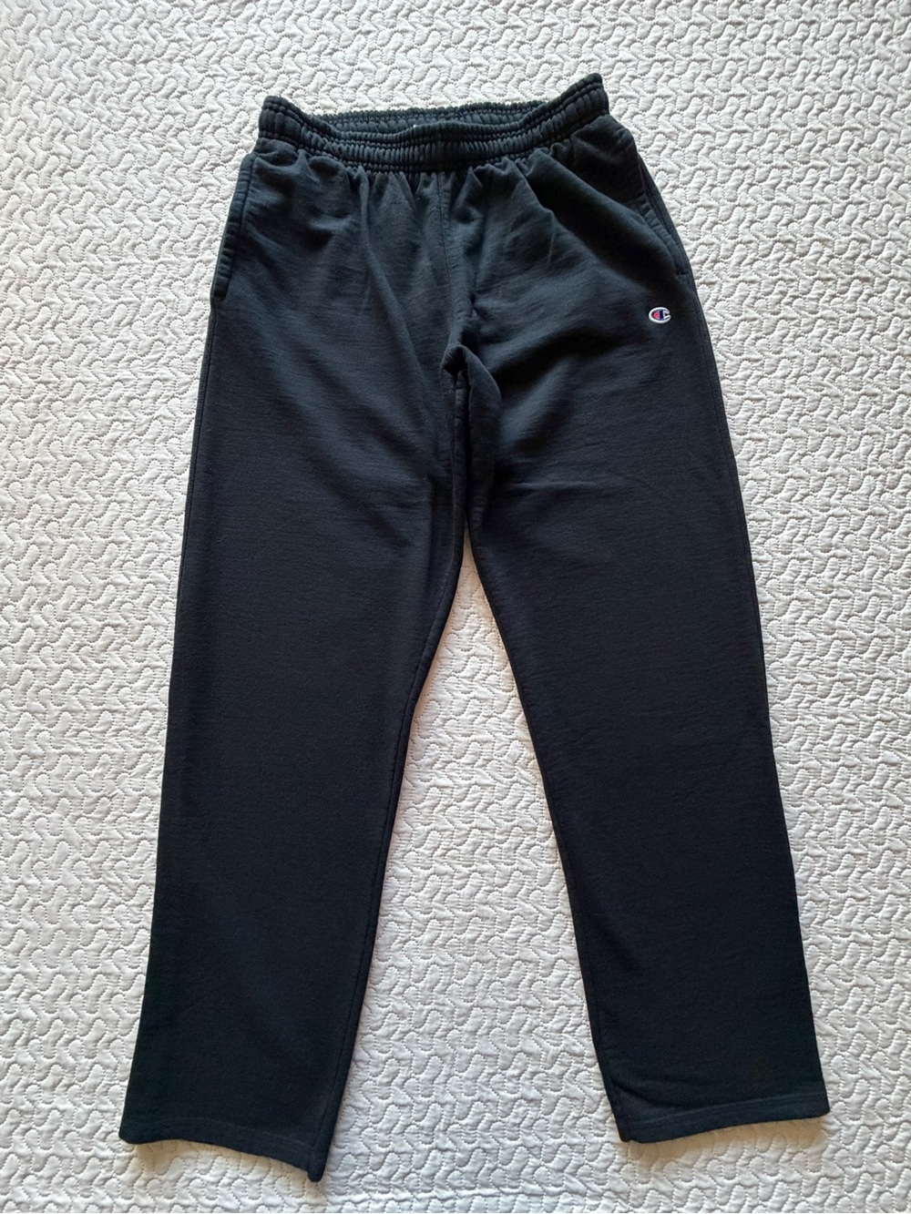 Champion Men’s Large Black Fleece Sweatpants Embroidered Logo Straight Leg